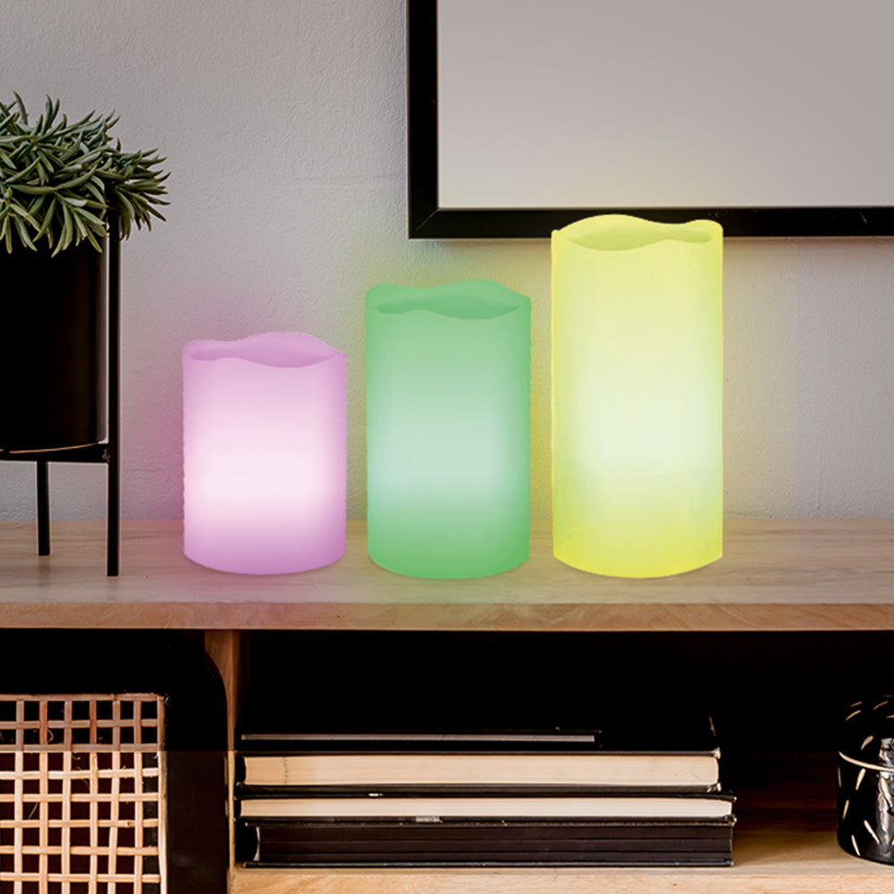 Candlemaxx LED-Echtwachskerzen Set – 3-teilig In Erdtönen, Mit Flackereffekt, Timer, 10-15 Cm Hoch